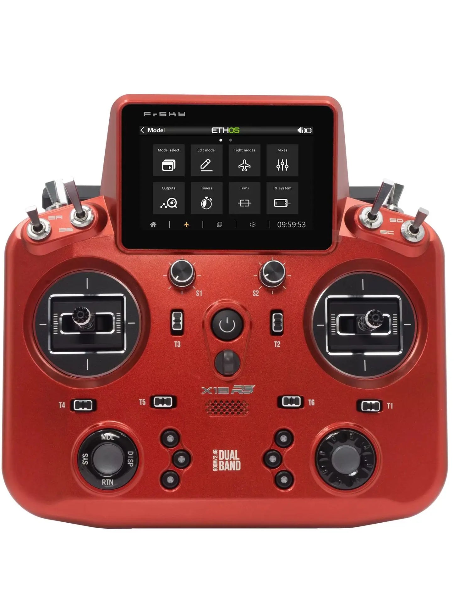 FrSky Tandem X18RS Radio, 24 Channels, LoRa Tuner Technology, for Adults, Two-Way Radio, Chameleon, Ruby Red, Meteorite Grey