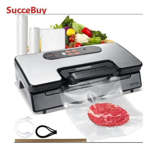 SucceBuy 90Kpa 130W Vacuum Sealer Food Packaging Machine with Free 10pcs Vacuum bags for Household Kitchen Vacuum Food Sealing