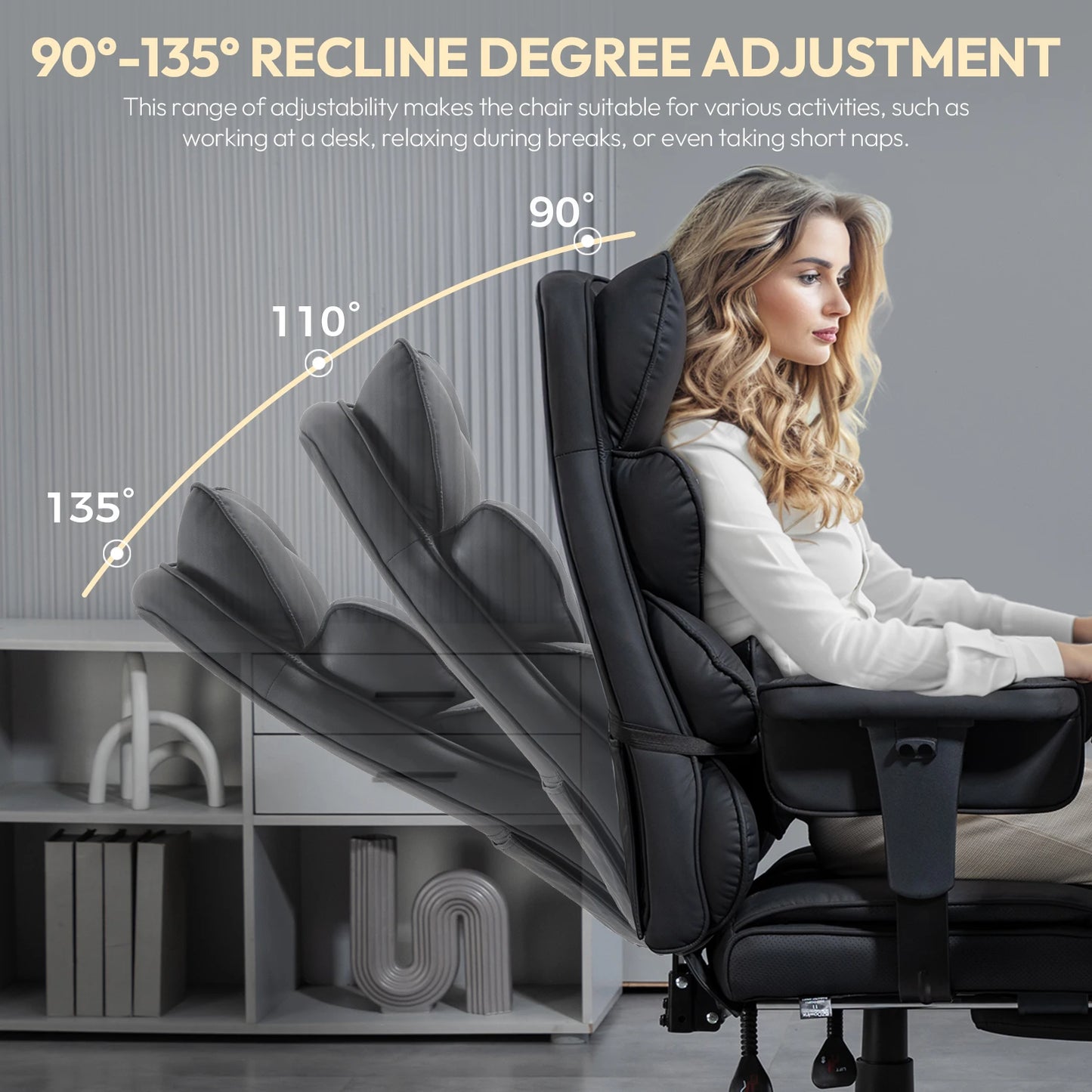 Dowinx Big and Tall Office Chair with Pocket Spring Cushion and Lumbar Support,High Back Computer Gaming Chair with Armrests